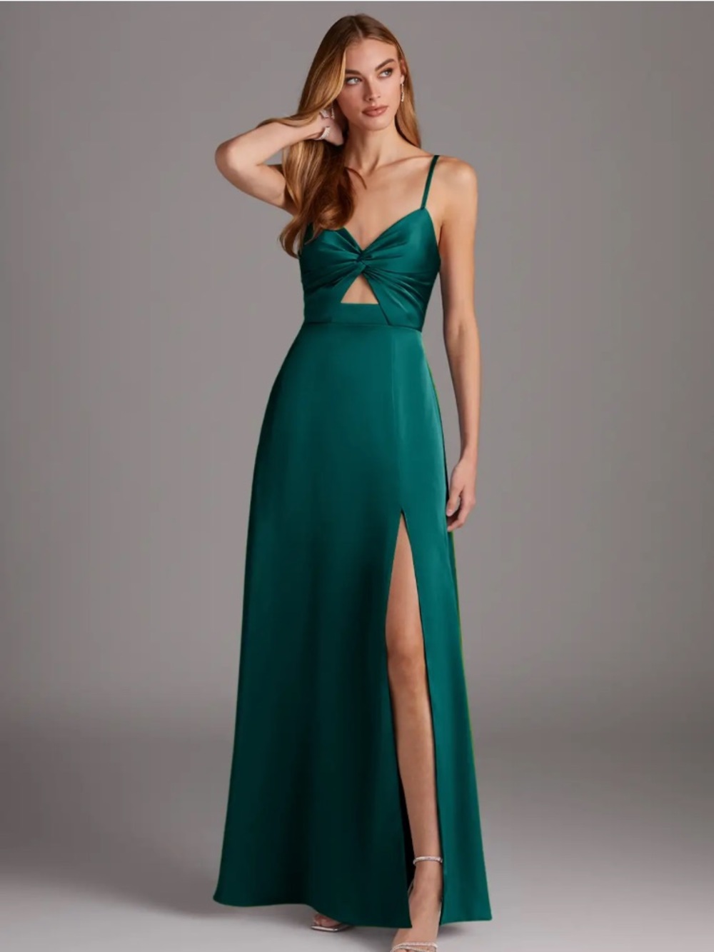 Azazie Emerald Green Twist-Front Maxi Gown